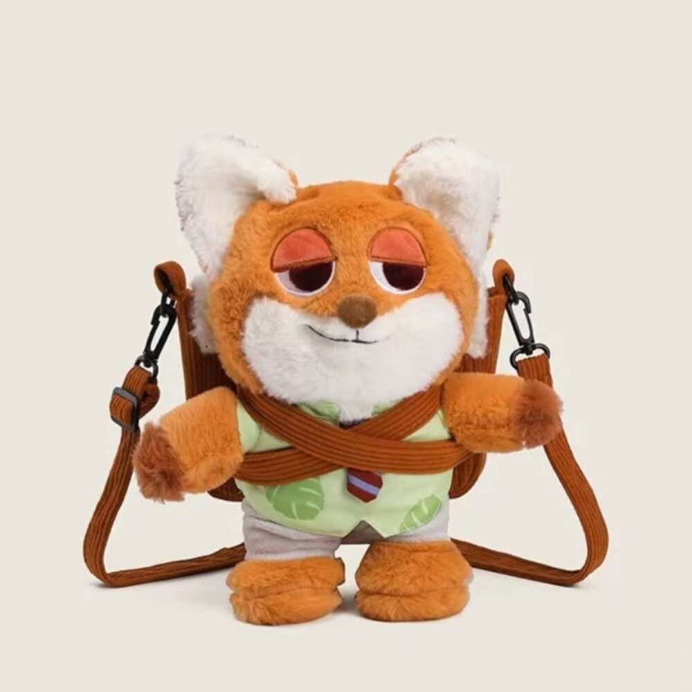 zootopia Officer nick Cute fox Plush Bag Soft Toy Crossbody Purse Rabbit bag gif
